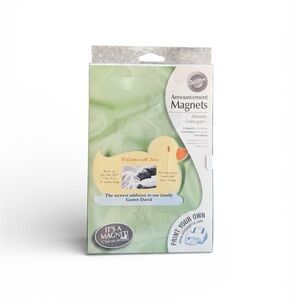 NEW Wilton Set of 5 Baby Announcement Printable Magnets with Yellow Duck Design